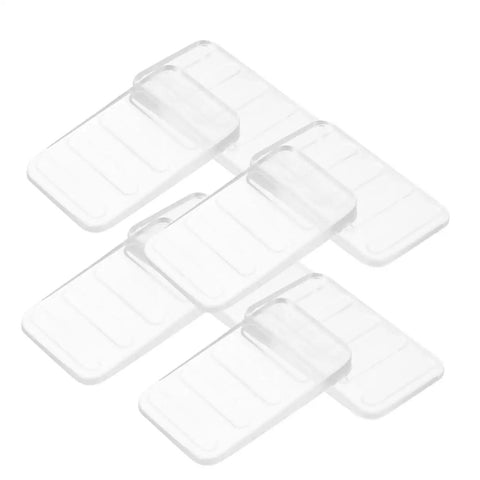 Big Time Game Change 32 Piece Clear Plastic Leveling Shims For Furniture Stabilizers and Wobble Free Leg Adjusters stacked at an angle.