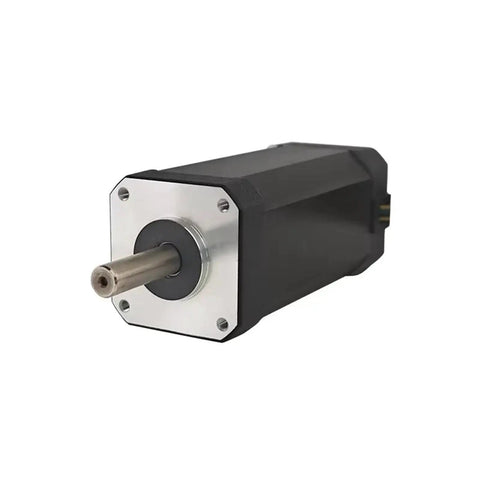 High Performance Industrial Brushless DC Motor 24 Volt 105 Watt Low Noise Automation Part Custom Speed Drive For Smooth High Efficiency Machinery Runs Cold close-up view with metal shaft and black casing.