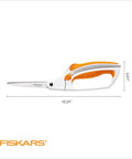 Premier No 8 Easy Action Scissors for DIY Fabric and Craft Cutting, 10 Inch Spring Action Shears with Sharp Blades shown with dimensions