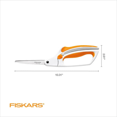 Premier No 8 Easy Action Scissors for DIY Fabric and Craft Cutting, 10 Inch Spring Action Shears with Sharp Blades shown with dimensions