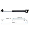 Diagram of 40N 10 Inch Gas Strut Set For Cabinets And Boxes Heavy Duty Lift Supports with measurements shown