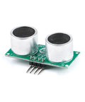 4 Pack RCWL-1601 Ultrasonic Sensor Module Open Ranging Module Compatible With HC-SR04 Low Power 3V-5V 2.2mA Compact 40x18mm 4.5M Far Range Great For Arduino Makers And Robotics Drones, front view of sensor module with pins visible