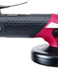 Badass 5 Inch Air Angle Grinder 2.3 Hp Pneumatic Power Tool With High Torque, side view with paddle and grinding disc.