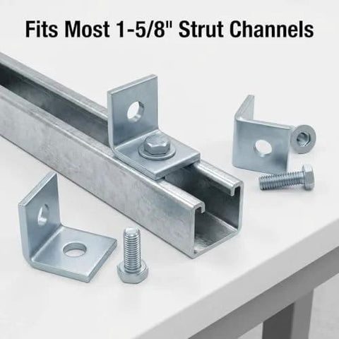 10 Pack Heavy Duty L Shaped Connector Brackets With Two Holes For Standard One And Five Eighths Inch Strut Channels