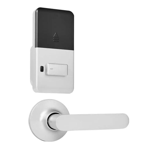 Rock Solid Keyless Entry Door Lock Set Featuring A Super Slick Silver Keypad Deadbolt With Comfortable Lever Handles