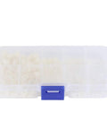 270 Piece Nylon Screw Set In Resealable Box, Assorted White Nylon Fasteners For DIY Projects, Easy To Tighten And Loosen Threads, Ultra Tough, Reliable Quality, Long Lasting Use, Handy Storage Box Included, transparent storage box with blue latch