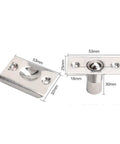 Heavy Duty Adjustable Roller Ball Door Catch Latch Lock In Solid Stainless Steel With Brass Finish, dimensions labeled for easy install.