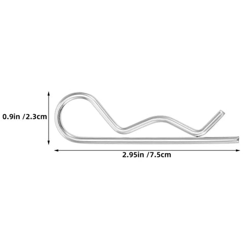Sturdy Stainless Steel R Shape Spring Pins For Tough Industrial Hitch Work Easy Install And Remove Wavy Fasteners For Heavy Gear, 2.95in length.