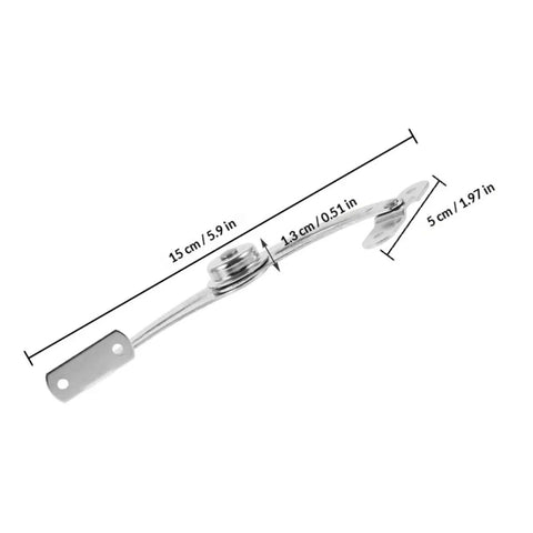 Silver Nickel Plated Iron Miniature Door Hinge With Soft Close Lid Versatile Support Rod For Cabinet Doors dimensions shown