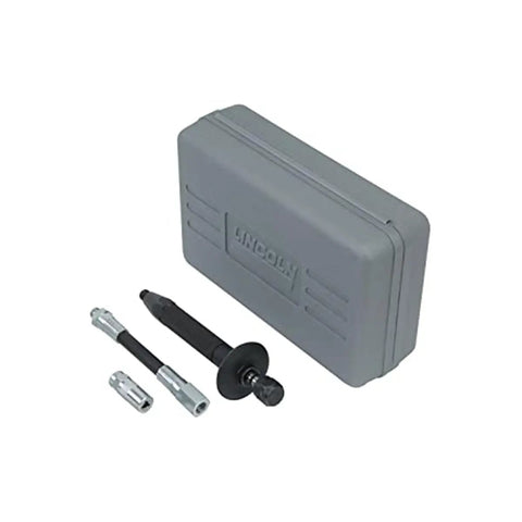 Heavy-Duty Grease Fitting Cleaner For Hardened Clogs With Impact Tool, Steel Drive Cylinder, and components, in gray case