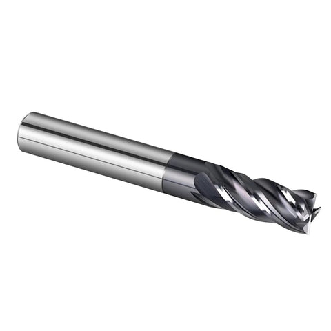 4mm CNC carbide end mill with 4 flutes, metallic silver finish
