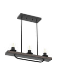 4 Light Adjustable Kitchen Island Pendant Light Fixture In Rustic Metal Wood With Glass Shade, Industrial Farmhouse Chandelier
