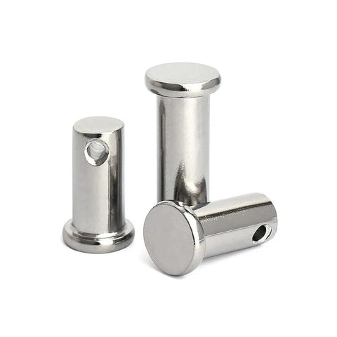 Flat Head Clevis Dowel Pin Kit In 304 Stainless Steel M8 Size For Through Hole Applications Built To Last With 16mm To 90mm Lengths To Fit Different Workpiece Thicknesses, three M8 stainless clevis dowel pins shown