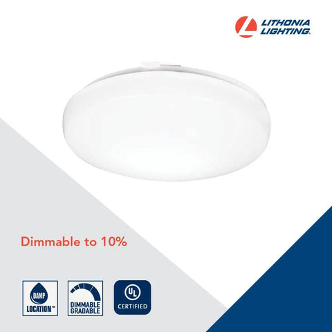 14 Inch Round LED Flush Mount Ceiling Light, Low Profile Modern Fixture With Dimmable 4000K Cool White, shown from side view