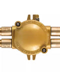 Marine copper explosion-proof junction box, front view, DCJXH202-4 CT6, waterproof, gold/brass finish with four cable glands