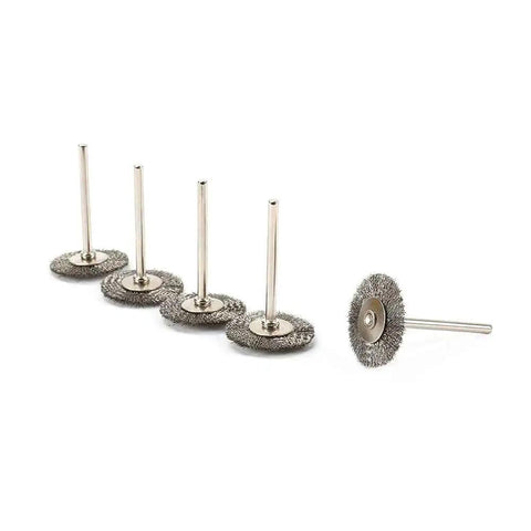 Stainless Steel Wire Wheel Brush Sets 25Mm T Type With One Eighth Inch Shank Crimped Bristle Polishing Wheels arrangement
