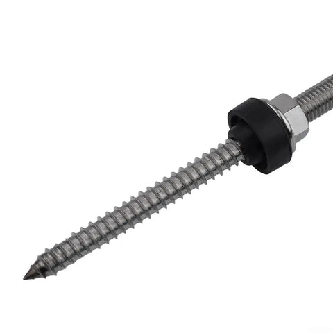 Rugged M10 Hanger Bolt Kit With EPDM Seal Stainless Steel Locking Nuts And Adapter Set For Solar Panel Mounts 250mm.