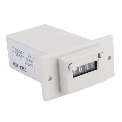 Four Digit Mechanical Pulse Counter Totalizer, Electromagnetic Industrial Counter, DC12V Powered for Water Meter Systems, Electricity Monitoring, Production Line Automation, A Go To Workhorse for High Accuracy and Fast Counting white panel-mount counter