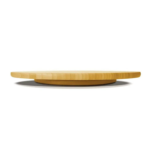 20 Inch Extra Large Bamboo Lazy Susan Turntable Round Rotating Serving Tray For Kitchen And Dining Tables Ideal For Parties Eco Friendly Solid Bamboo Construction With Smooth Spin And Durable Heavy Duty Support, side view