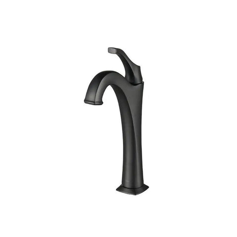 Arlo KVF-1200MB Dope Matte Black Single Handle Vessel Bathroom Faucet With Pop Up Drain, sleek curved spout design