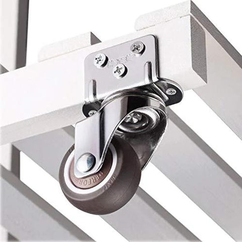 Swivel caster with L-shaped mounting plate, 1-inch rubber wheel, metal housing, ball bearing