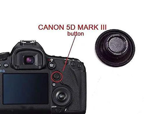 Top Shelf Multi Controller Joystick Button Replacement For Canon 5D Mark III 5D3 Camera with Sealed Dust Ring showing button and camera back.