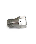Water jet outlet body adapter, stainless steel with threaded male end and hexagonal head