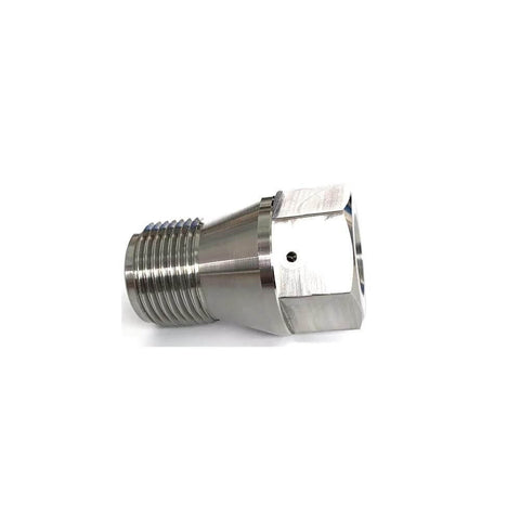 Water jet outlet body adapter, stainless steel with threaded male end and hexagonal head