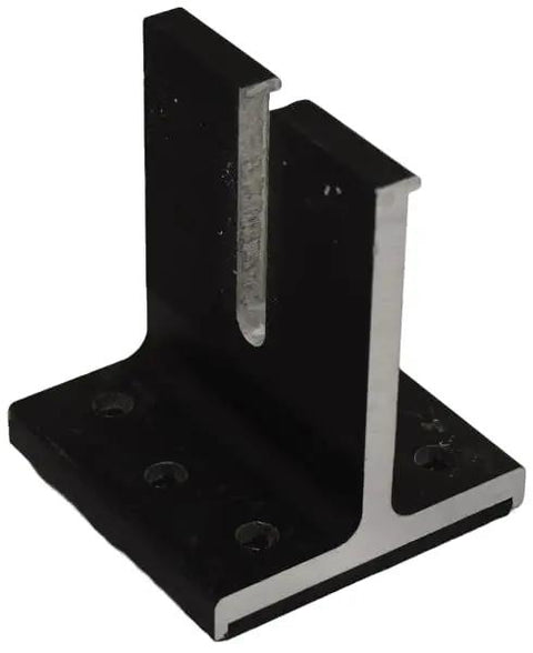 No Sweat Solar Panel Roof Mount Feet For Composition Shingles Comes With Stainless Screws Smooth Sail PV Module Racking Kit showing a black metal bracket.