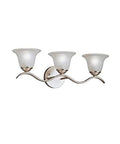 Dover 22.5-Inch Three-Light Vanity Light With Etched Seeded Glass And Brushed Nickel Finish, Rustic Coastal Bath Fixture