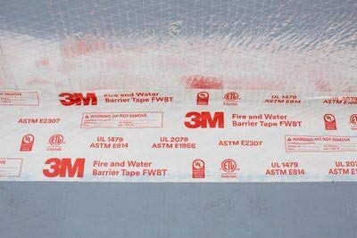 Fire and Water Barrier Tape FWBT4 4 in x 75 ft applied on construction joint surface