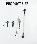 2Pcs RC Toy Push Rod Set With Adjustable Tie Rods And Ball Head Joint Servo Linkage Link Rods M3x100mm show size