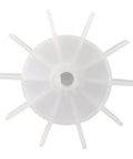 Top view of Air Compressor Fan Blade Replacement 14mm D Shaft for inline motors, plastic material, balanced cooling design.