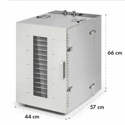 Heavy Duty Stainless Steel Electric Food Dehydrator Pulls A Hefty Multi Tray Load For Drying Fresh Fruits And Veggies, 57x44x66cm.