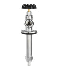 One Piece Frost Free Outdoor Sillcock Featuring Anti Siphon Pex Crimp Connection And 3/4 Inch Hose Bibb, chrome plated body, easy turn wheel design.