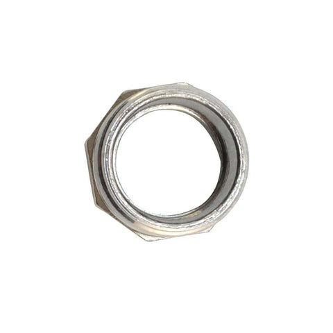 Top view of Beefy One Inch Male To Three Quarter Inch Female NPT Reducer Bushing Pipe Fitting Stainless Steel 304 Adapter