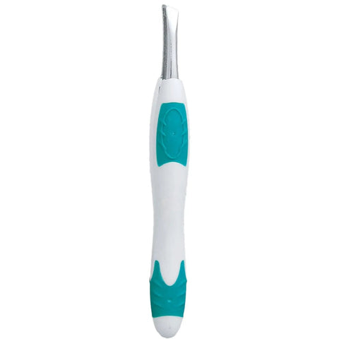 Slant Tip Precision Tweezers With Easy Grip Non Slip Rubber Handle For Brows, Facial Hair, Splinters And Ingrown Hair Removal, Stainless Steel, Pinpoint Plucking, Pro Grade Tweezers, white and teal handle
