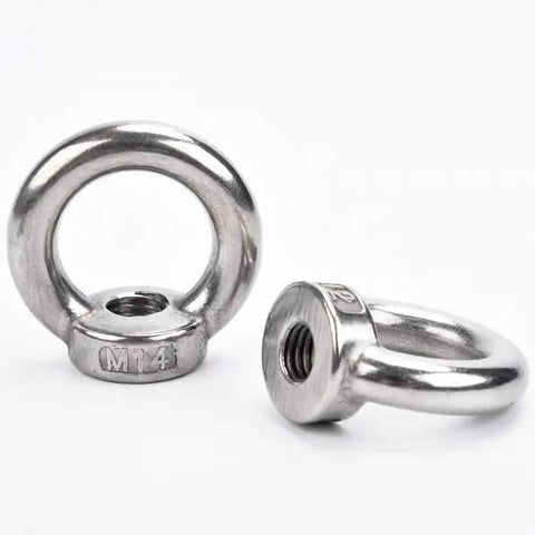 2 Piece M16 Lifting Eye Nut Set Crafted From Top Shelf 304 Stainless Steel With Grip Tight Threading For Serious Marine Rigging And Everyday Trucking Jobs Around Town.