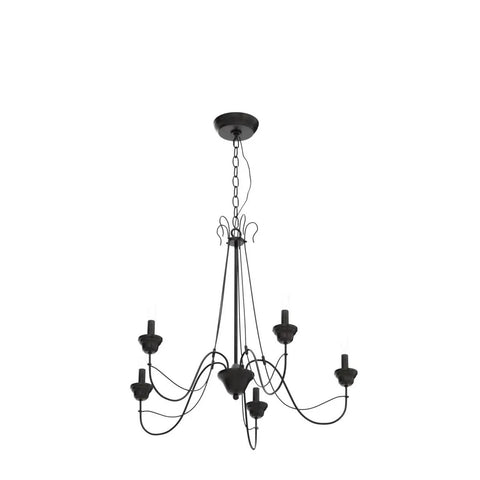 Brown Rust Metal Finish 5 Light Farmhouse Chandelier For Dining Room, Rustic Modern Industrial Style, 28 Inch Diameter