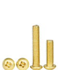 Solid Brass Pan Head Machine Screw Assortment Cross Recess Fully Threaded Fasteners with two sizes and shiny finish.