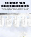 9 stainless steel condensation columns of the Self Cleaning Countertop Nugget Ice Maker for easy ice retrieval and filling.