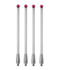 CMM touch probe stylus set, 4-pack with 6mm ceramic ball tip and 100mm length; white shafts, threaded metal bases