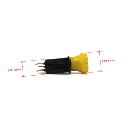 Yellow 12V DC Push Button Rotary Actuator Switch With 2 Position Normally Open 2 Way Flush Mount IP54 Protection ETL CE Listed, side view
