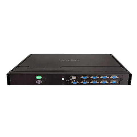 Top Shelf 17 Inch HD LCD KVM Console With 8 Port Switch, VGA USB And PS2 Ports, Integrated Keyboard And Mouse connection ports view