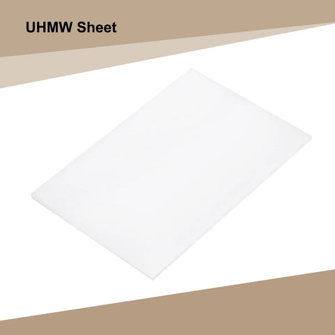 UHMW Plastic Sheet 8 X 10 X 1/16 White, Ultra High Molecular Weight Polyethylene Sheet displayed at an angle