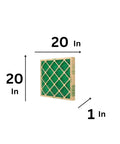 Fiberglass Air Filter 20 X 20 X 1 Inches MERV 1 Four Pack Budget Saver dimensions shown with filter in frame