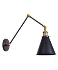 Heavy Duty Metal Swing Arm Wall Sconce With Slick Black Finish And Smooth Swivel Joint For Cozy Bedroom Reading And Chill Hallway Ambiance That Drops Major Style Points On Any Wall, featuring black metal arm and gold details.
