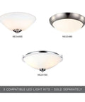 Three LED light kits, models MC242BS, MC224BS, MC247BS, shown separately for Colony Max 52 Inch Outdoor Ceiling Fan With 5 Blades Roman Bronze Finish Pull Chain 5030 CFM 3 Speed Ideal For Patios Porches And Decks Weather Resistant Outdoor Ceiling Fan For Covered Patios And Decks.