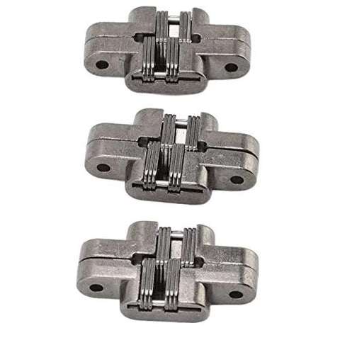 Invisible 180 Degree Zinc Alloy Cross Hinges For Cabinets And Wooden Doors Dope Hidden Hardware 43mm Mini Door Hinges 3 Piece Set Black Plated Heavy Duty For Jewel Boxes Folding Tables.