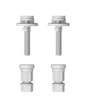 Stay-Tite Toilet Seat Fastening Hardware Upgrade Kit with two white 3/8 inch bolts and nuts for Easy Change Seats